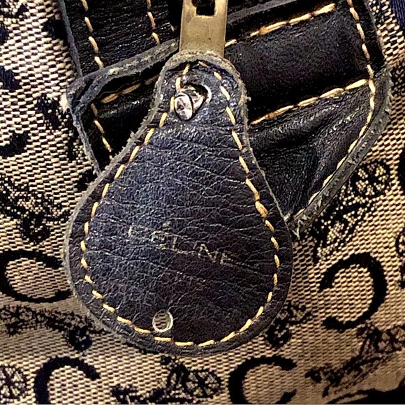 MCELINE Navy Blue and Grey Monogram Boston Carry On Overnight Travel Bag 35cm - Picture 5 of 17